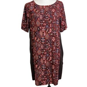 Michael Stars Women Medium Esther Printed Shift Dress Pockets 100% Rayon